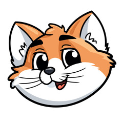Smiling cheerful cat head on white background