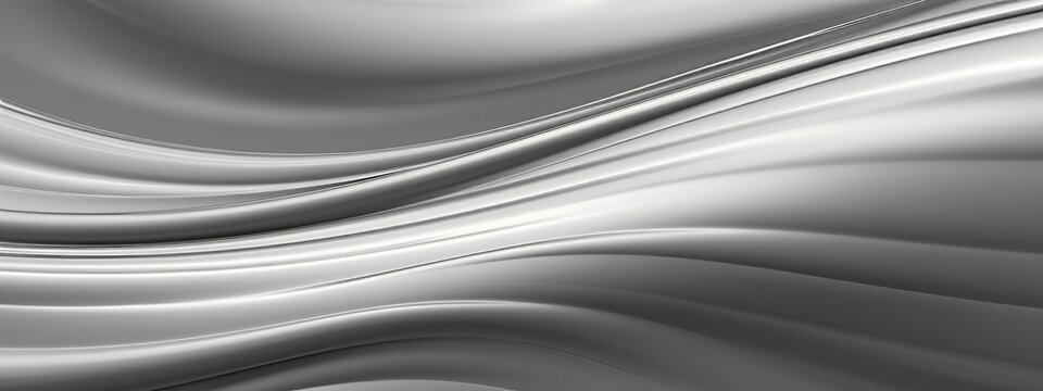 Abstract silver metallic metal waves texture background banner - Luxury scratched tile pattern wall wallpaper backdrop with gradient line shapes 3d (Generative Ai)