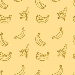 Banana hand drawn repeat printable seamless pattern. Banana fruit background.