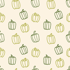 Bell chilli pepper hand drawn repeat printable seamless pattern. Bell chilli pepper background.