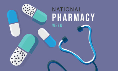 National Pharmacy Week. background, banner, card, poster, template. Vector illustration.
