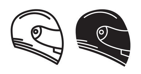 Motorcycle helmet icon set. Motorbike or scooter helmet accessories symbol.