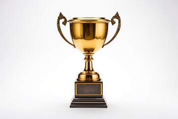 Golden Trophy on White Background. Generative AI