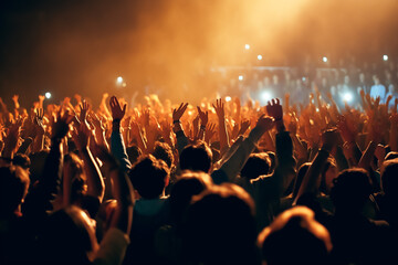 Fototapeta na wymiar people raising hands in the concert