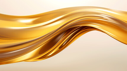 Naklejka premium Beauty in Motion, Light Shining on Golding Splash of Oil, Creating Smooth and Elegant Swirls, Ideal for Fuel and Luxury Concepts, generative ai.