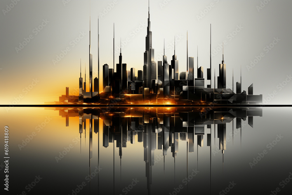 Poster this image presents the burj khalifa through a minimalist abstract approach. generative ai technolog