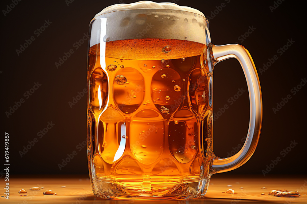 Poster a minimalist illustration of a beer mug rendered in geometric shapes. the image utilizes clean lines