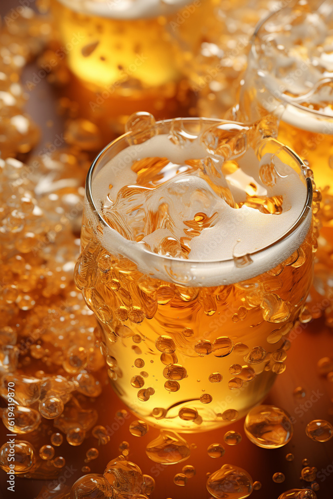 Aufkleber An abstract representation of beer foam created using geometric patterns and textures. The image captures the frothy and bubbly nature of beer foam, Generative AI technology.
