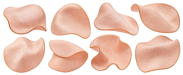 Sausage slices isolated on white background