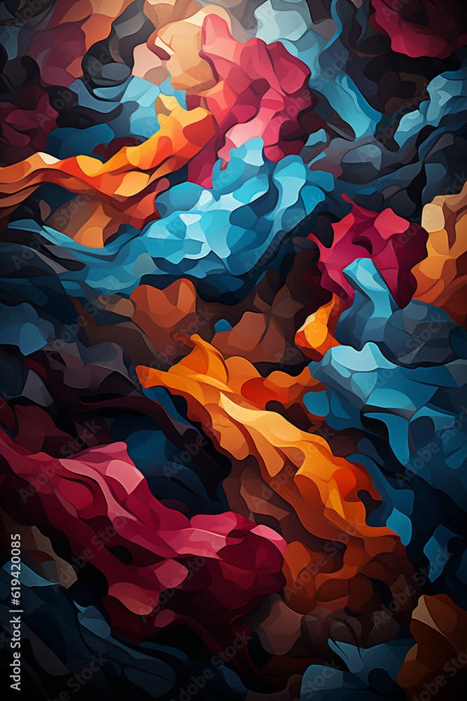 Leinwandbilder a graphic illustration of an abstract geometric camouflage pattern, incorporating intricate geometri