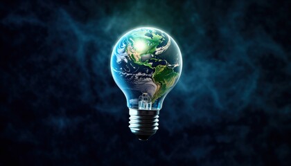 Light bulb and earth globe illustration, ideas and ecology concept. Generative AI
