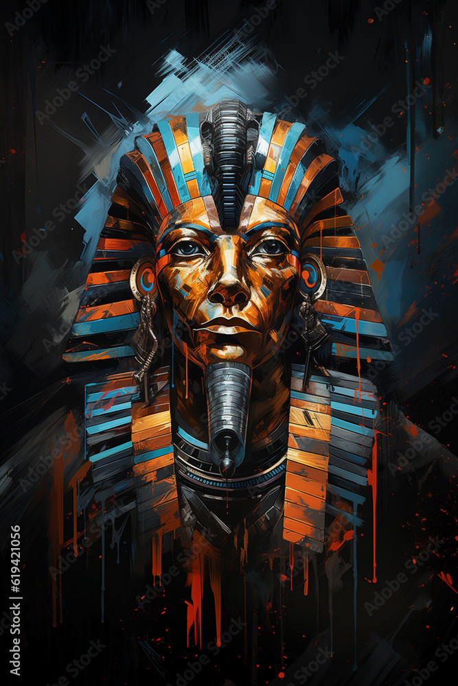 Poster in this artwork, the great sphinx is reimagined through an abstract expressionist lens. the image sh