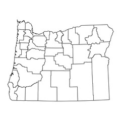 Oregon state map with counties. Vector illustration.