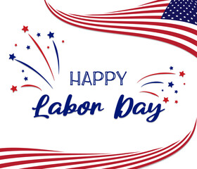 Happy Labor Day greeting card with United States national flag colors