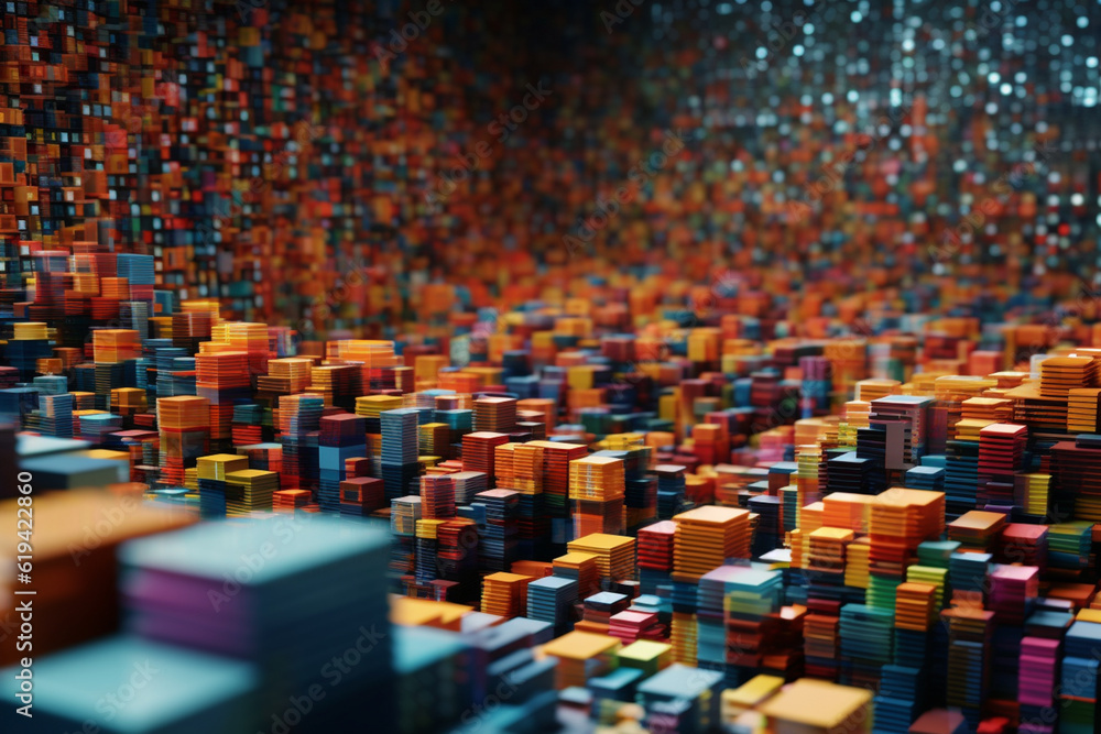 Poster A visual depiction of data being organized and categorized into structured formats, underscoring the importance of data management in ensuring data integrity.  Generative AI technology.