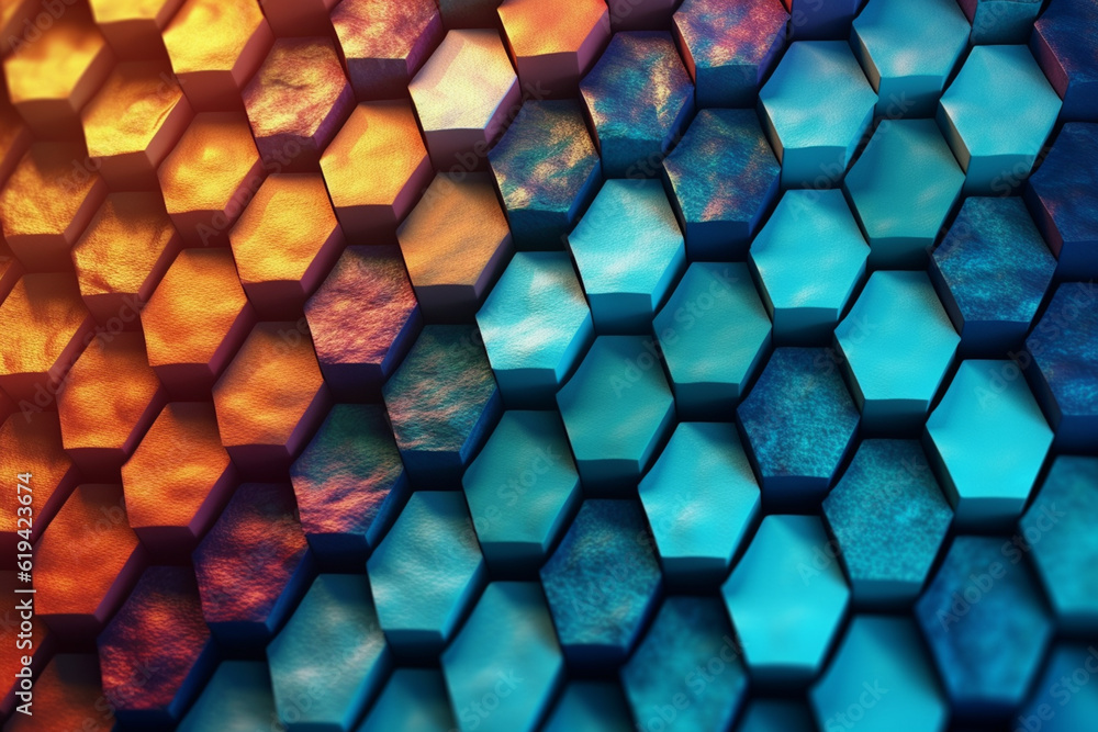 Aufkleber A tessellated pattern of interlocking hexagons, reminiscent of a honeycomb structure. Generative AI technology.