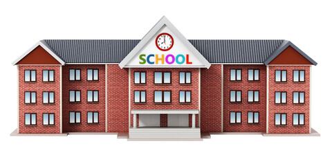 Generic, basic design school building. Transparent background. 3D illustration © Destina