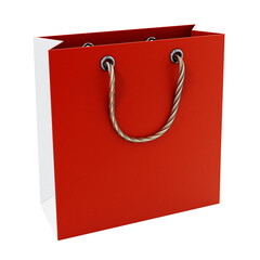 Red shopping bag. Transparent background. 3D illustration
