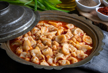 Traditional delicious Turkish food; ring soup (Turkish name; Yuksuk corbasi or yuzuk corbasi)