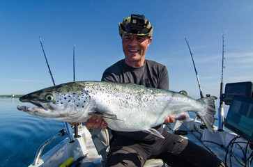 Big lake salmon on trolling - 619425071