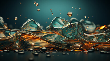 Abstract liquid background with bubbles and drops. Generative Ai