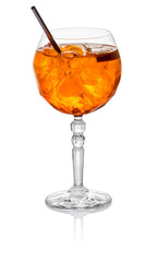 Aperol spritz cocktail with straw