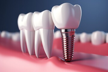 Dental Implant Procedure Implant Supported Teeth. Generative AI - obrazy, fototapety, plakaty