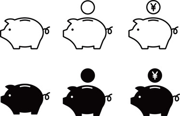 ブタの貯金箱のアイコンセット（円） © syoko