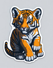 tiger cub sticker on isolated background -Ai