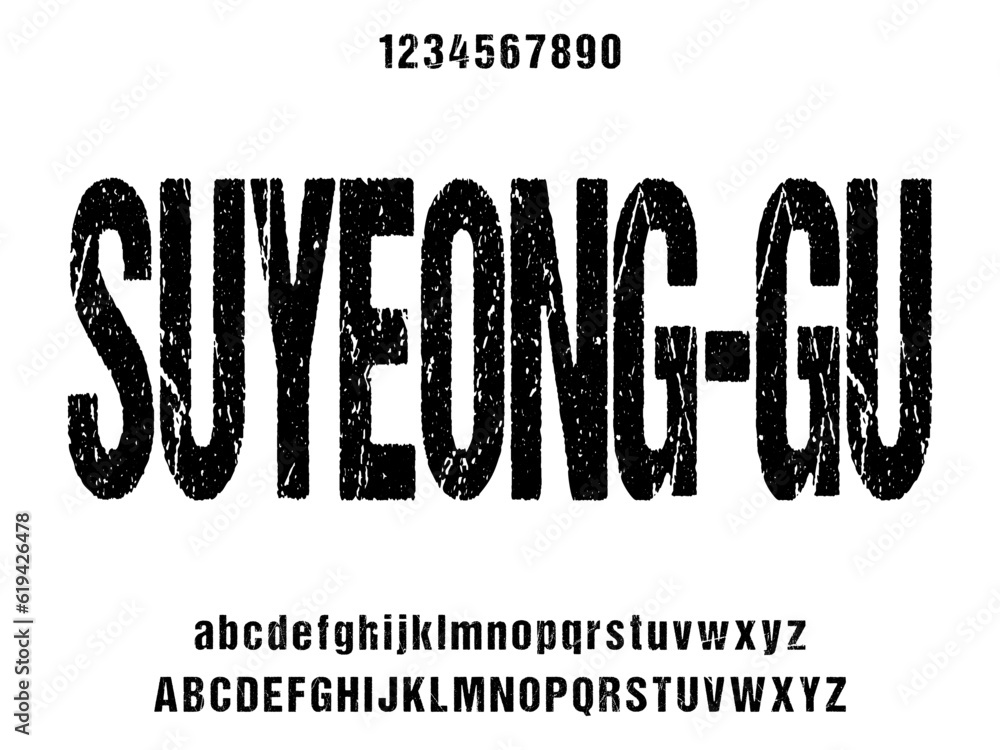 Poster suyeong-gu, condensed display font vector with alternates and ligatures.