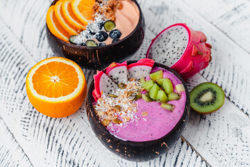 Orange and Dragon Fruit Smoothie Bowl