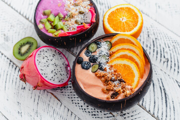 Orange and Dragon Fruit Smoothie Bowl