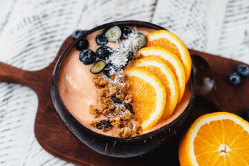 Fruit  Orange Smoothie bowl and Granola