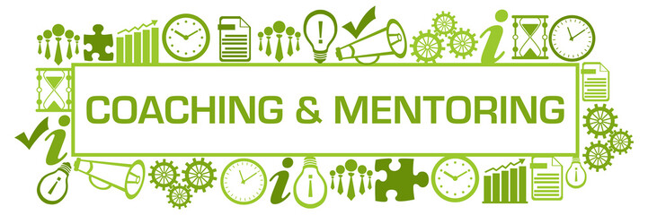 Coaching And Mentoring Business Symbols Surrounded Box Green 