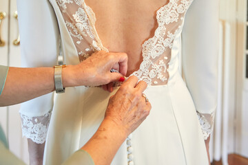 Fototapeta premium espalda, abotonas, botones, novia, unión, compromiso, vestido, blanco, tela