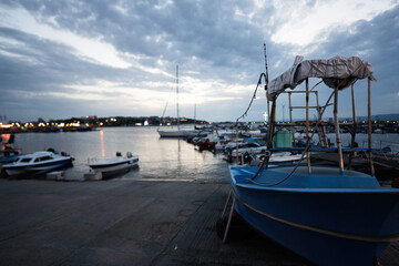 Fototapeta premium Fishing boats in the port of Nessebar, Bulgaria.