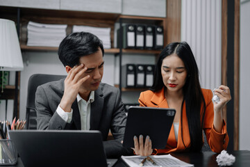 Working business team are under stress from working.