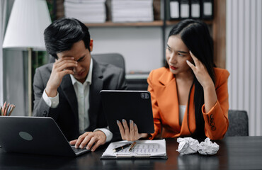 Working business team are under stress from working.