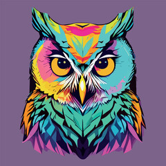 Obraz premium art owl animal color illustration poster design