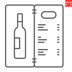 Wine menu line icon, drink and alcohol, wine card vector icon, vector graphics, editable stroke outline sign, eps 10.