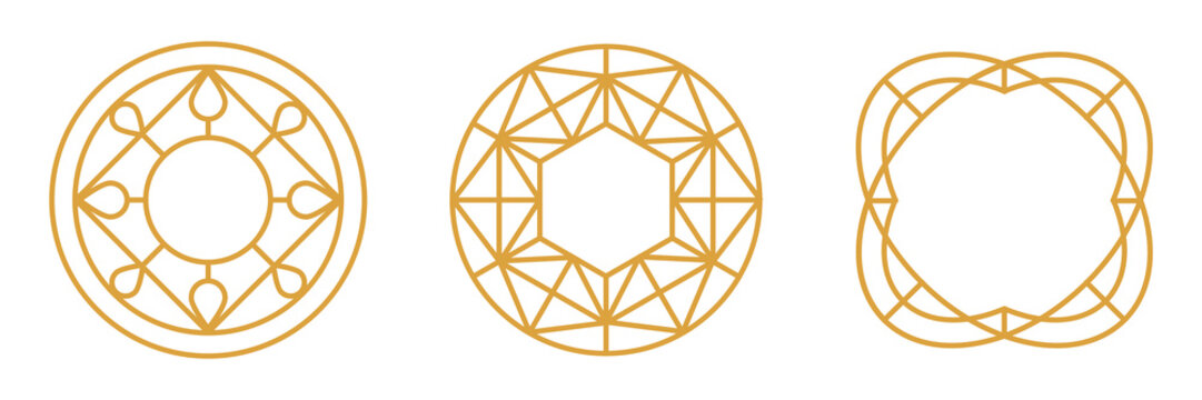 Png linear frames and borders - abstract design elements for decoration or logo design templates in modern minimalist style with copy space for text, social media posts