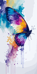 colorful butterfly watercolor illustration isolated on white background
