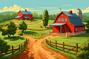 Obraz na płótnie Canvas landscape farm Made with Generative AI