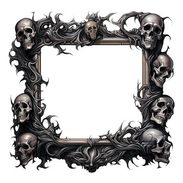 Skull frame. Skeleton head frame background.