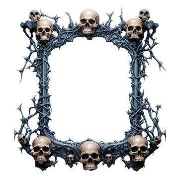 Skull frame. Skeleton head frame background.