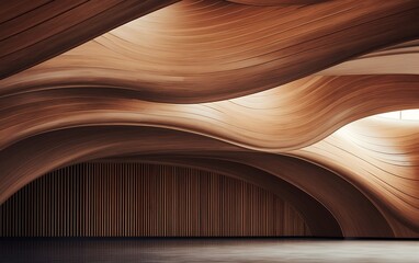 Curved Wood Arched Ceiling and Wall A Striking Design. Generative AI