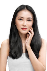 Fototapeta premium Portrait of an Asian beautiful woman with long hair