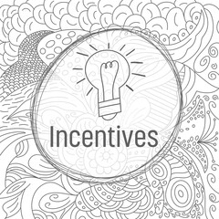 Incentives Doodle Element Bulb Background Black White Circular Text 