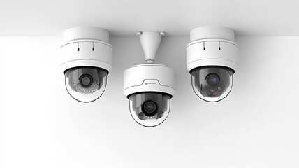video surveillance cameras isolated on a white background. Generative AI - obrazy, fototapety, plakaty