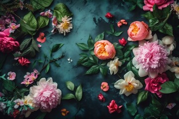 Obraz na płótnie Canvas color background flower blossom valentine spring pastel design summer watercolor peonies. Generative AI.